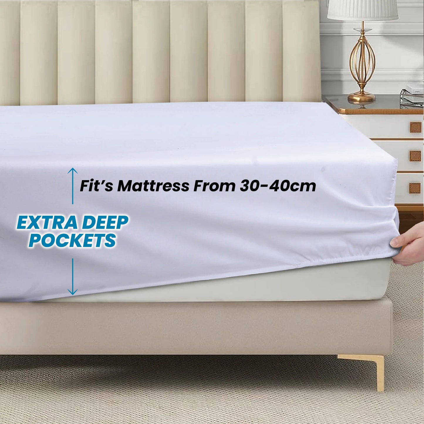 40cm Deep Fitted Sheet - Soft Microfibre, Fully Elasticated | Single to Super King