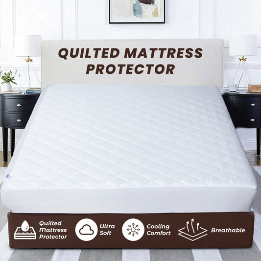 Quilted Mattress Protector – Padded Microfibre, Deep Fitted Skirt | All UK Sizes