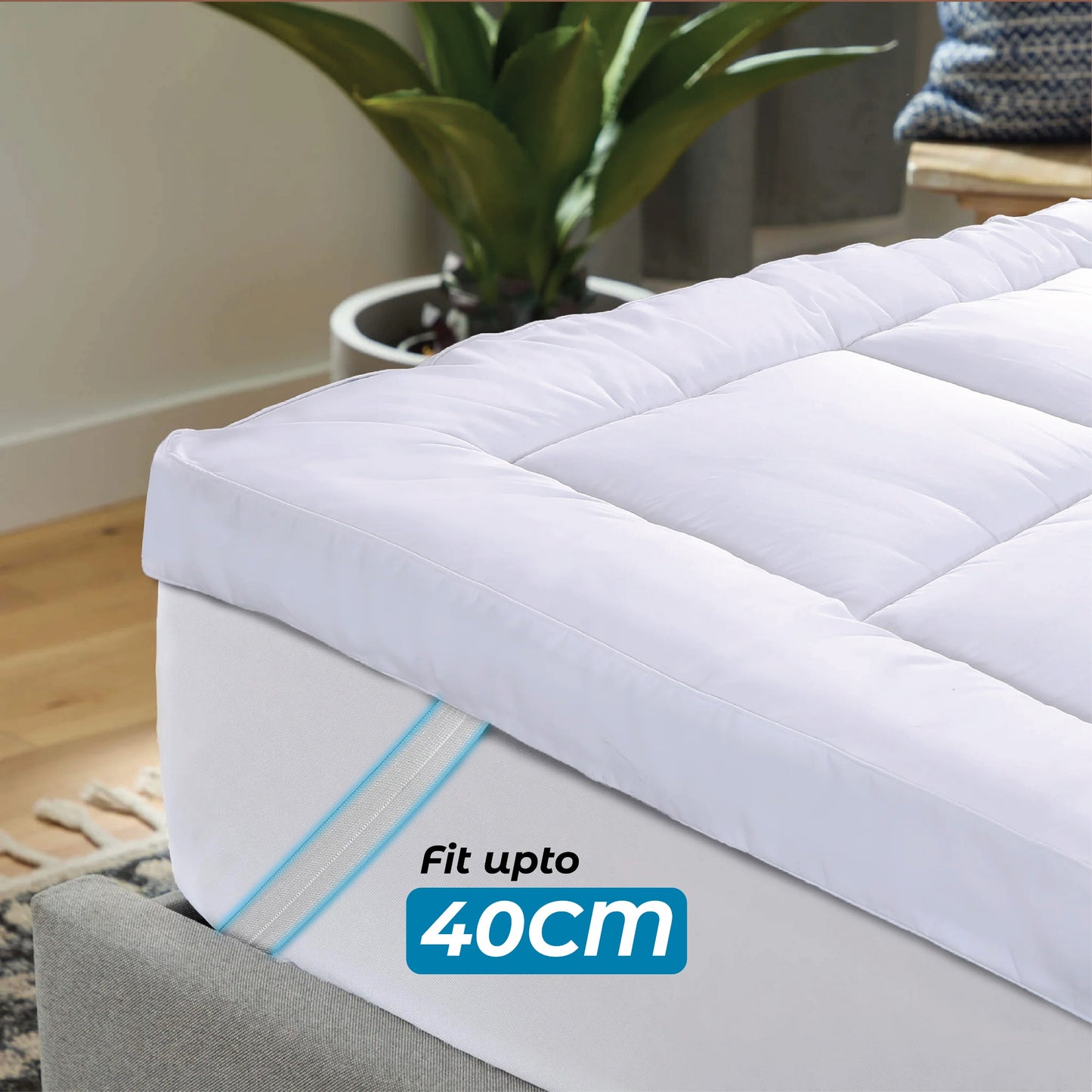 10cm Deep Mattress Topper – Extra Thick Microfibre, Elasticated Straps | Single to Super King