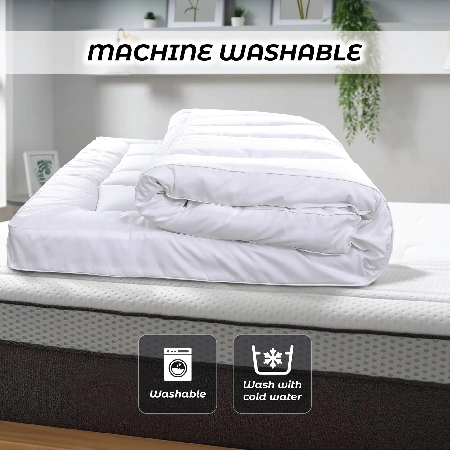 10cm Deep Mattress Topper – Extra Thick Microfibre, Elasticated Straps | Single to Super King