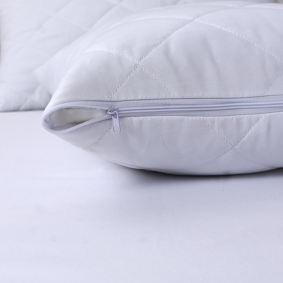 Silora Ultra Soft Quilted Pillow Protectors (2/4 Pack) - Breathable Cotton Comfort, Anti Allergy Zip Cover