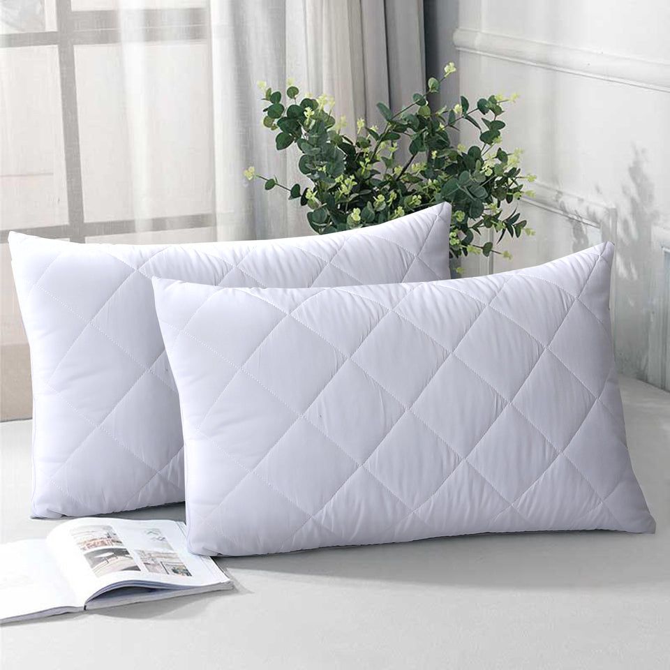 Silora Ultra Soft Quilted Pillow Protectors (2/4 Pack) - Breathable Cotton Comfort, Anti Allergy Zip Cover